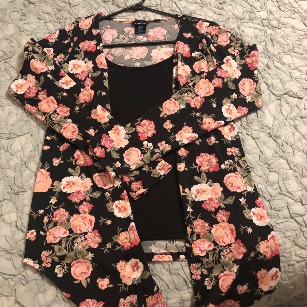 Cardigan with black built in cami.